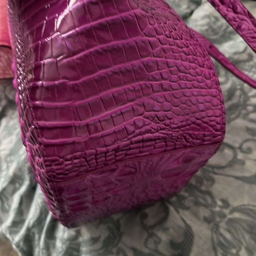 Brahmin Fuchsia Croc-Embossed Shoulder Bag - Picture 7 of 7